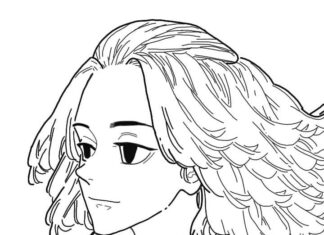 Coloring page of girl with long hair from fairy tale