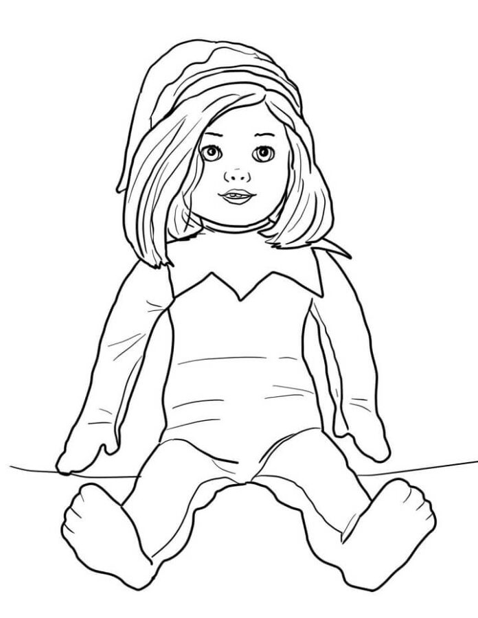 page à colorier d'une fille assise