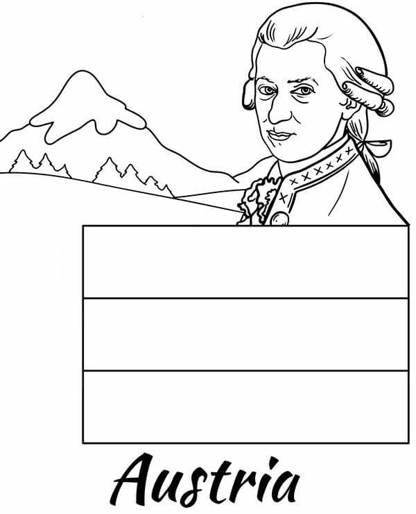 Coloring page elegenic gentleman with flag