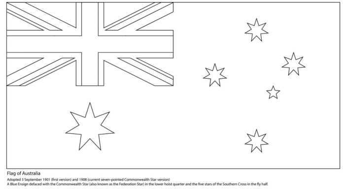 página de coloração da bandeira da Austrália
