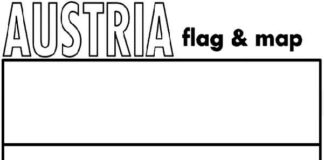 Färgläggning österrikisk flagga som kan skrivas ut för barn mall