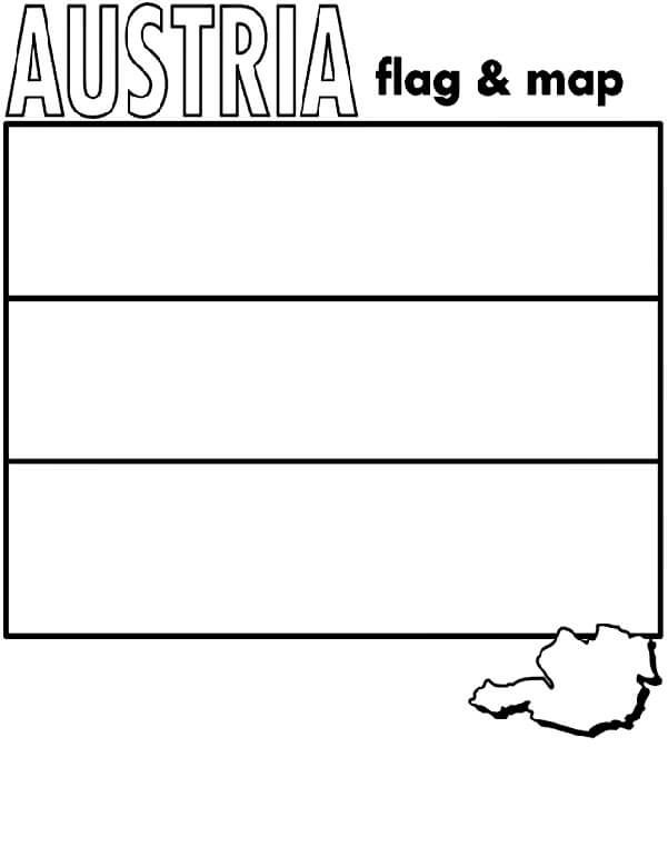Färbung Seite Österreich Flagge druckbar für Kinder Vorlage