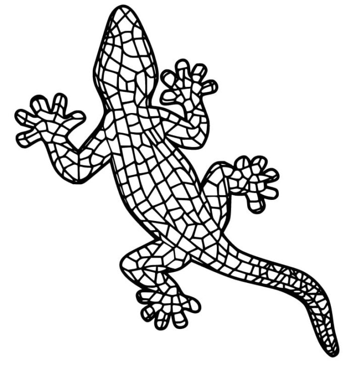 färgläggning av gecko i intressanta utskrivbara mönster