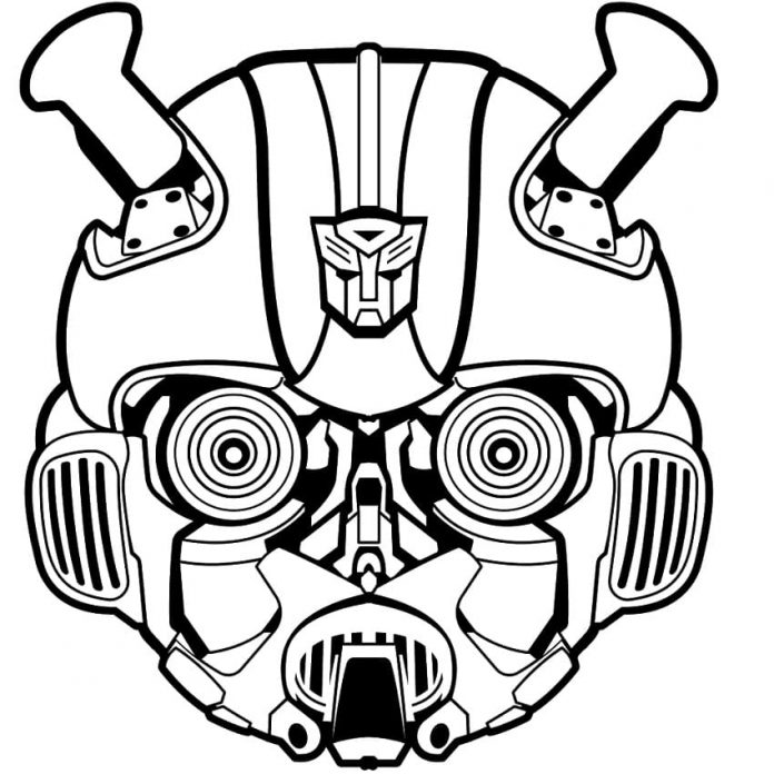 coloring page of Bumblebee's robot head