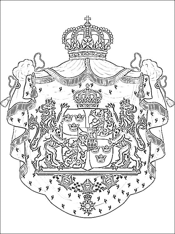 coloring page emblem of Sweden