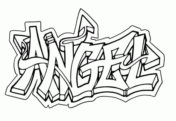 färgläggning av graffiti med ordet ANGEL
