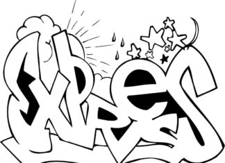graffiti à colorier avec le mot EXPRES
