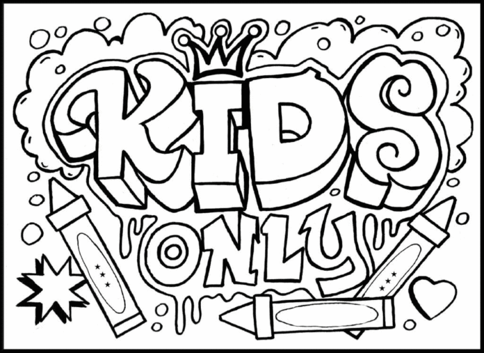 färgläggning av graffiti med ordet KIDS ONLY (endast för barn)