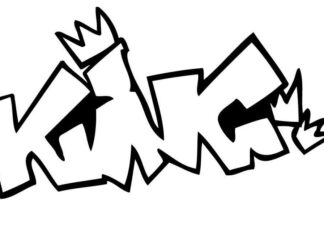 coloring book graffiti with the word KING.