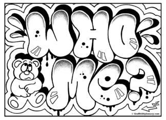 färgläggning av graffiti med ordet WHO ME