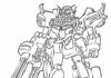 farvelægning af en truende robot med en pistol i Gundam-tegnefilmen