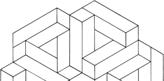 Coloring book optical illusion rectangles and triangles