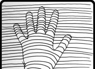 farvelægning illusion optisk hånd