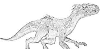 Livro para colorir indoraptor do Parque Jurássico imprimível