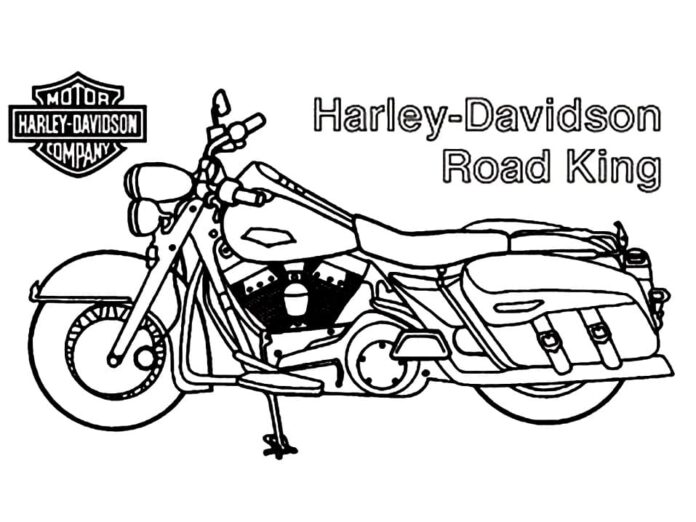 színező oldal klasszikus Harley Davidson motorkerékpár