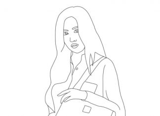livre de coloriage d'une femme avec un sac à main