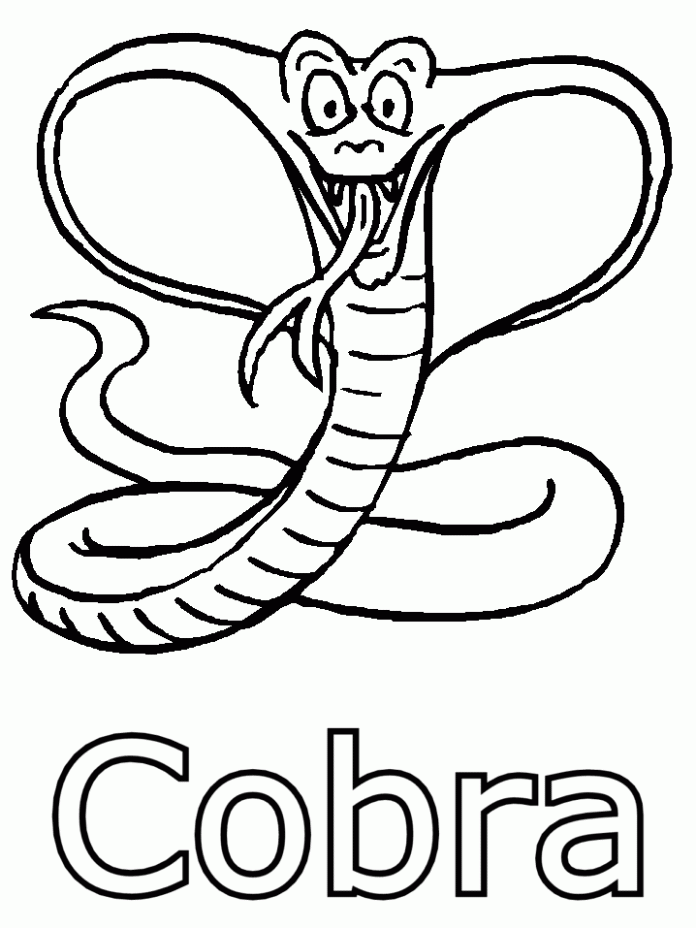 coloring book cobra with a long tongue