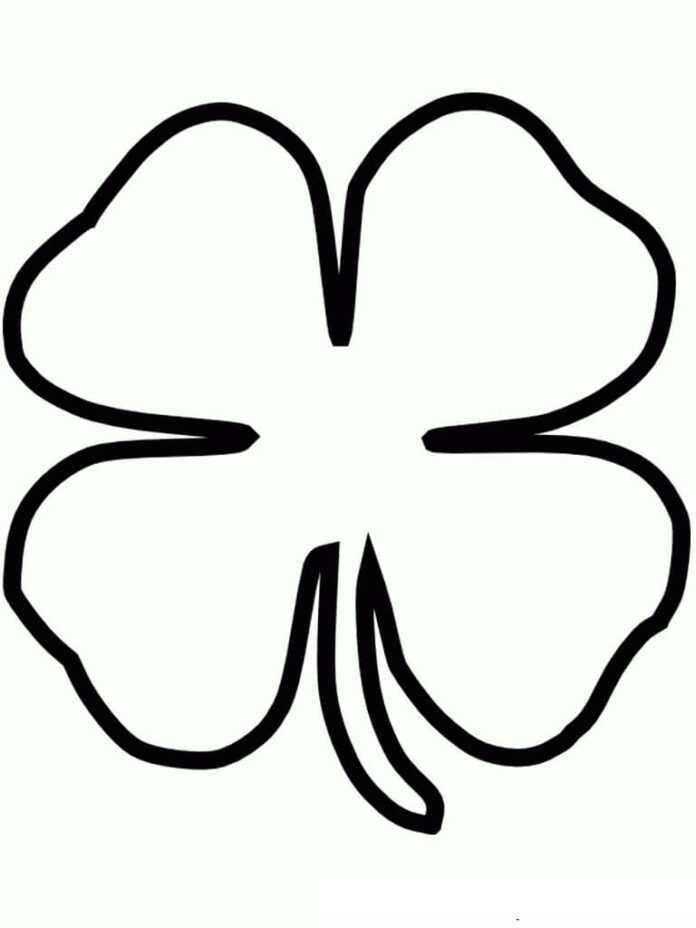 coloring page outline of a four-leaf clover