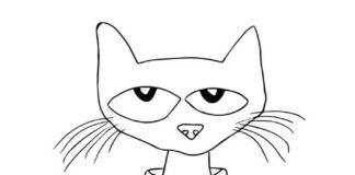 színező lap egy macska, amely egy gombos inget visel