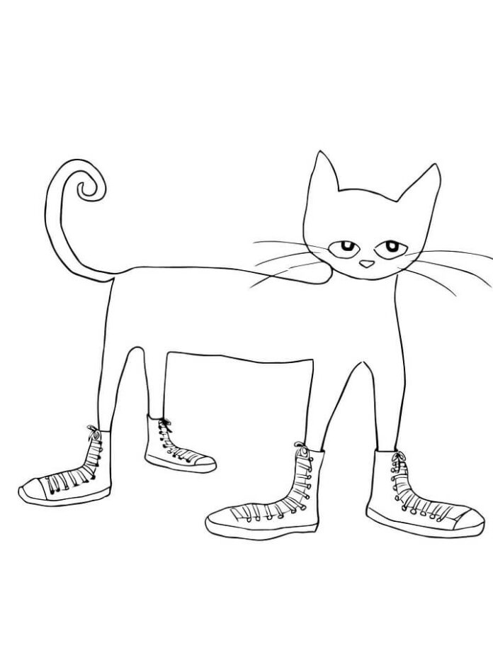 coloring book cat in sneakers