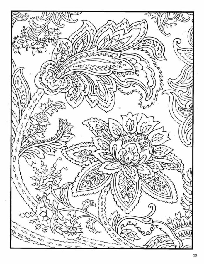 coloring book of flowers in a frame