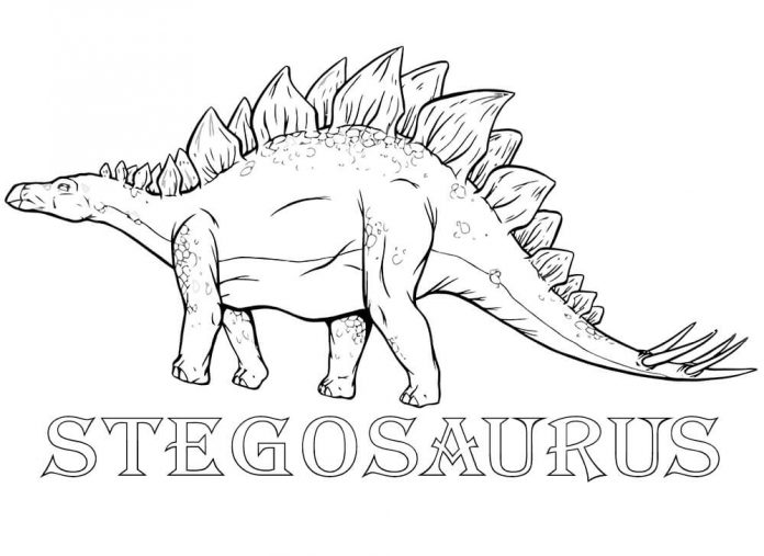 kolorowanka logo stegosaurus z dinozaurem