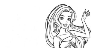 Barbie mermaid waving coloring book