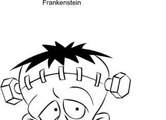foglio da colorare del personaggio del piccolo frankenstein