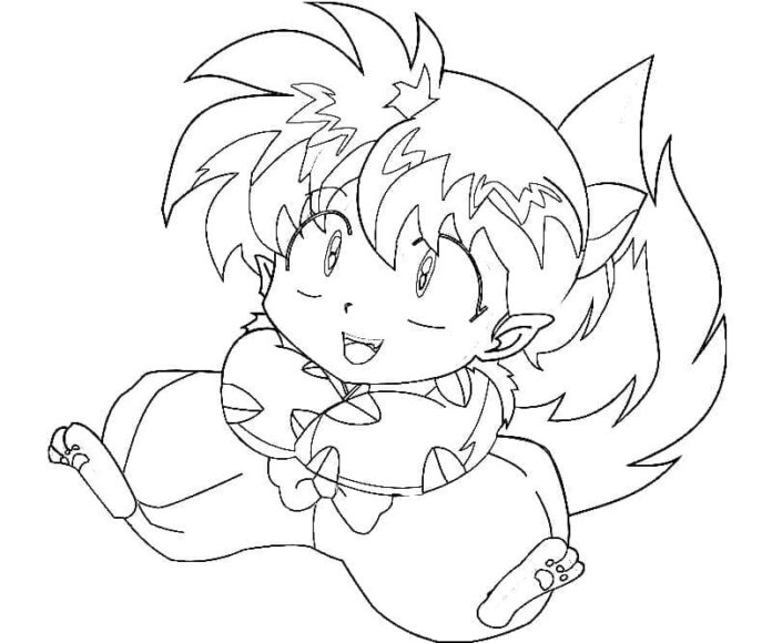 Coloring book of a small character from the fairy tale of inuyasha