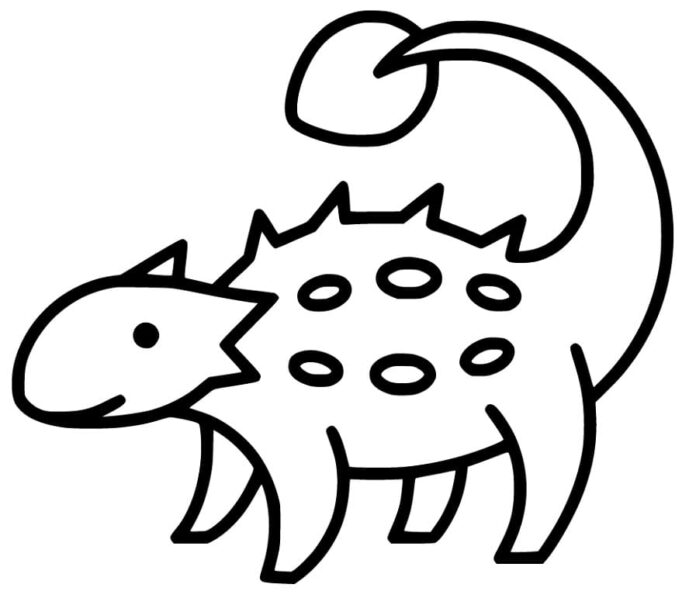 malebog af en lille ankylosaurus