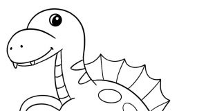 Livre de coloriage d'un petit dinosaure avec un dos en forme de dragon