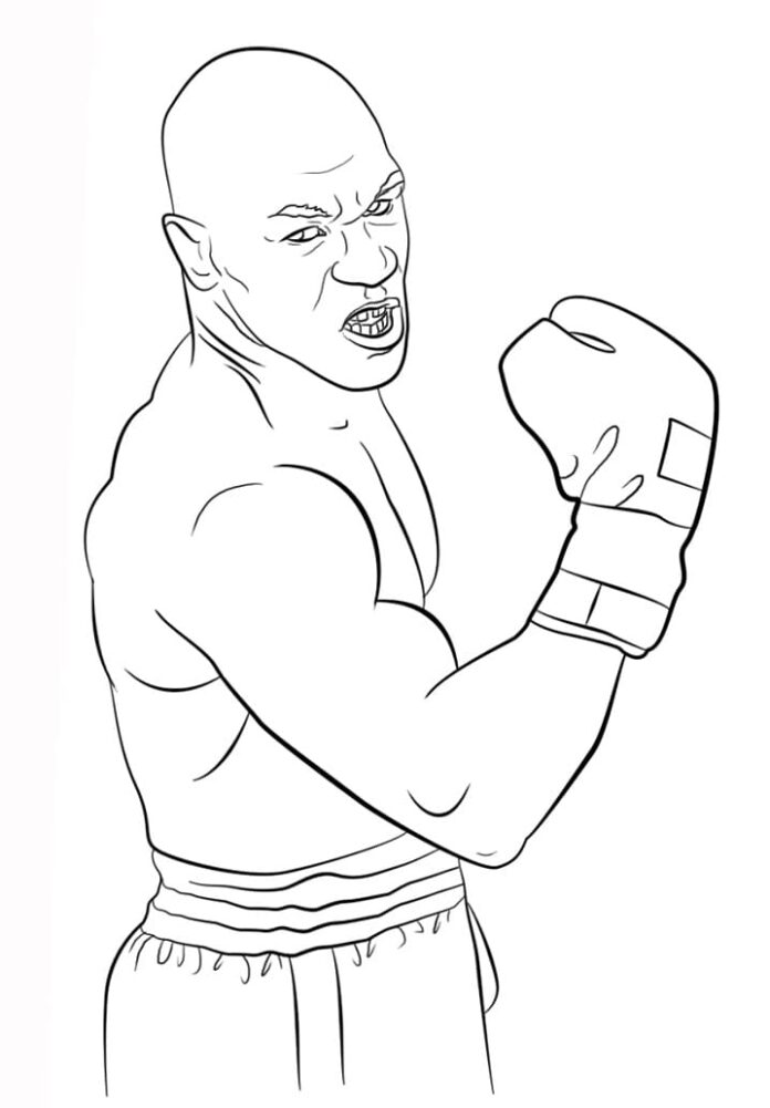 livre de coloriage d'un homme avant un combat de Mike Tyson