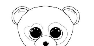colorear el oso de peluche de un dibujo animado infantil