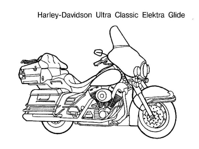 coloriage d'une moto de tourisme har;ey davidson