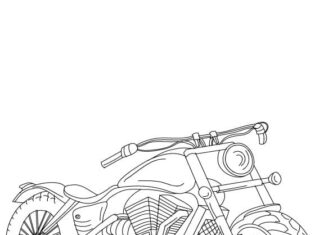färgblad motorcykel med stora Harley Davidson-däck
