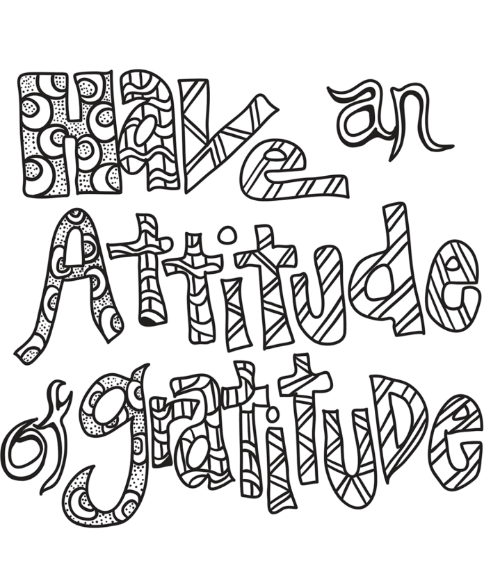 Coloring sheet have an attitude of gratitude in patterns