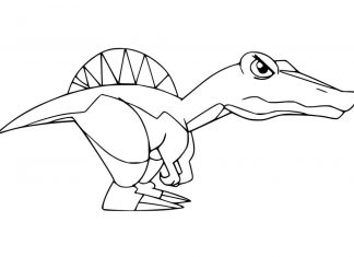 tulostettava närkästynyt pieni spinosaurus värityskirja