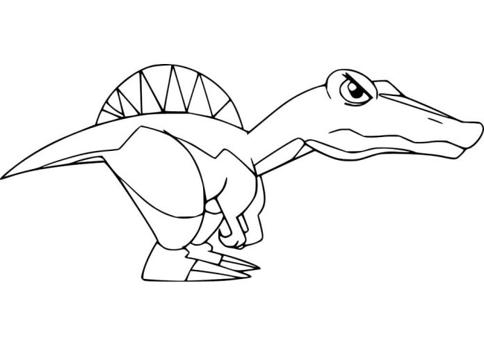 tulostettava närkästynyt pieni spinosaurus värityskirja