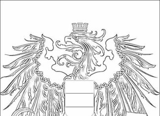 Österrikes örn i färg som emblem.