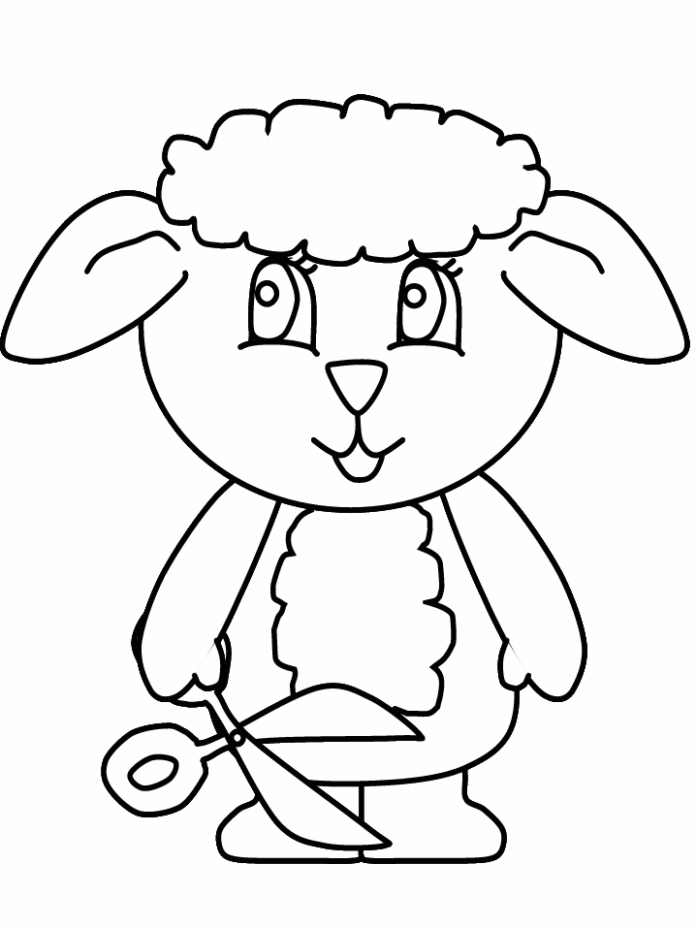 ハサミを持つ子羊の印刷用着色料