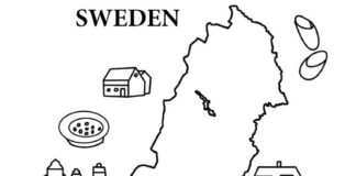 Printable coloring book State of Sweden and customs