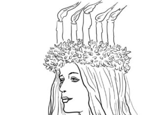 coloring page of a beautiful girl with a garland