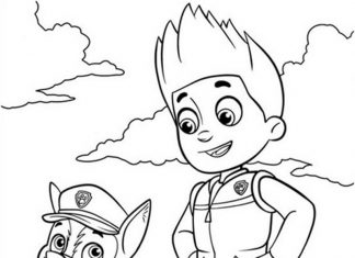 Psi Patrol coloring book dog Chase with Ryder for boys