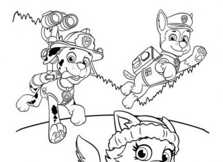 Coloring page doggies from the cartoon dog patrol in action Chase
