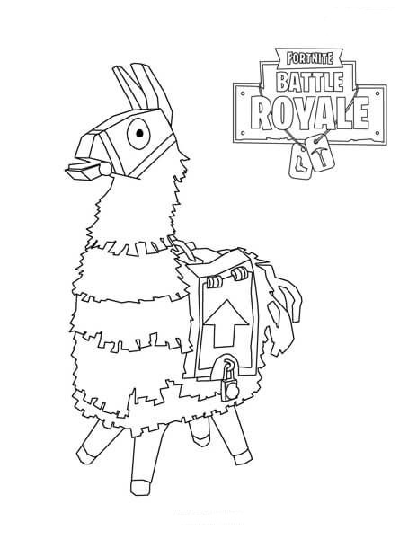 zbarvení stránky lama piñata z fortnite