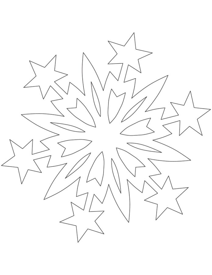 colorear copo de nieve con estrellas