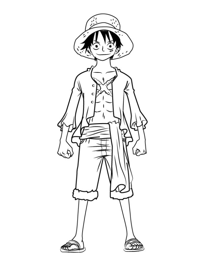Imprime el personaje de Luffy para colorear