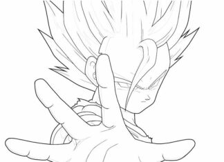 coloring page character shows hand