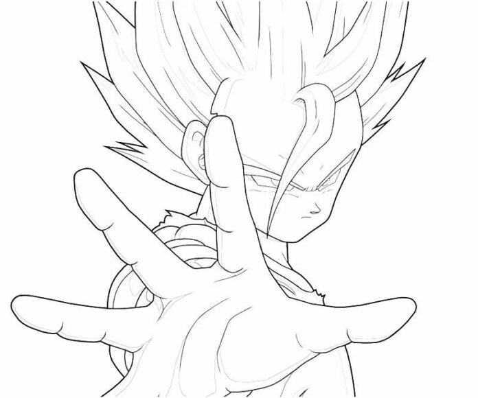 coloring page character shows hand