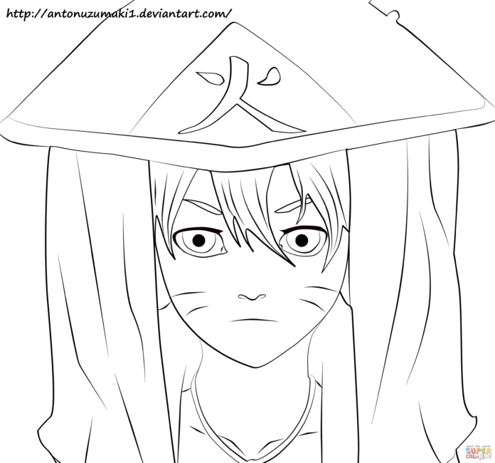 Coloring book character in the Boruto fairy tale hat